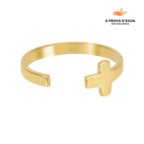 Anel Fé Regulável Banhado em Ouro 18k