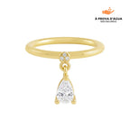 Anel Pendente Gota Banhado em Ouro 18k
