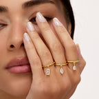 Anel Pendente Retangular Banhado em Ouro 18k