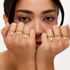 Anel Pendente Gota Banhado em Ouro 18k