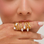 Anel Pendente Retangular Banhado em Ouro 18k