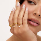 Anel Pendente Ovalado Banhado em Ouro 18k