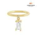 Anel Pendente Retangular Banhado em Ouro 18k