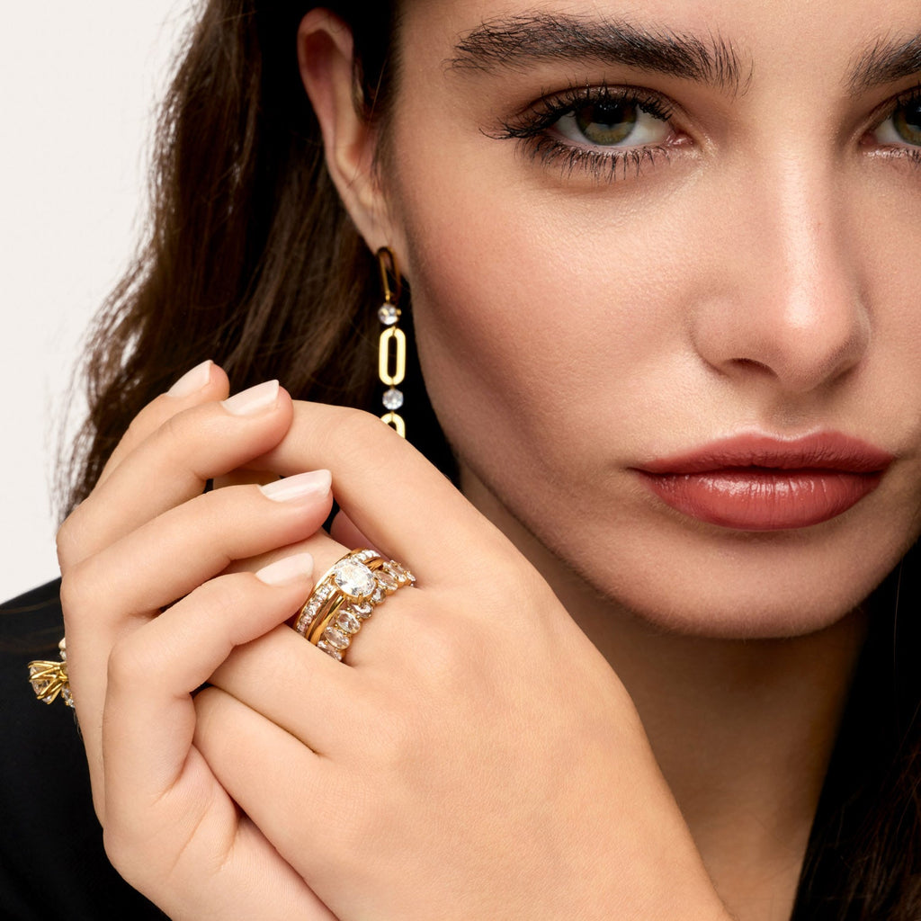 Anel Riviera Moderna Banhado em Ouro 18k