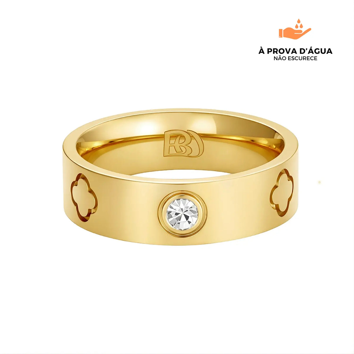 Anel Trevo Glamour Banhado em Ouro 18k