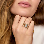 Anel com Pedras Brilhantes Banhado em Ouro 18k