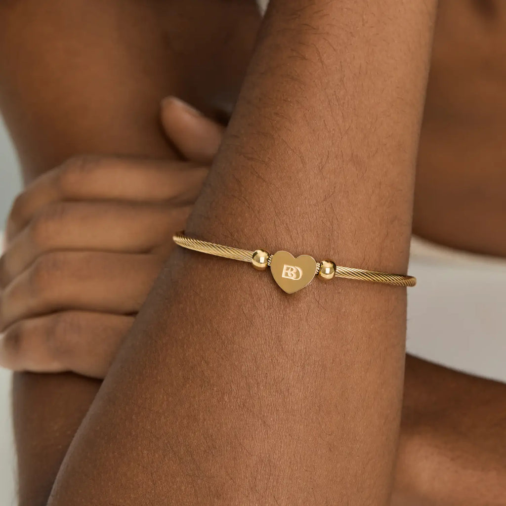 Bracelete de Coração Regulável Banhado em Ouro 18k