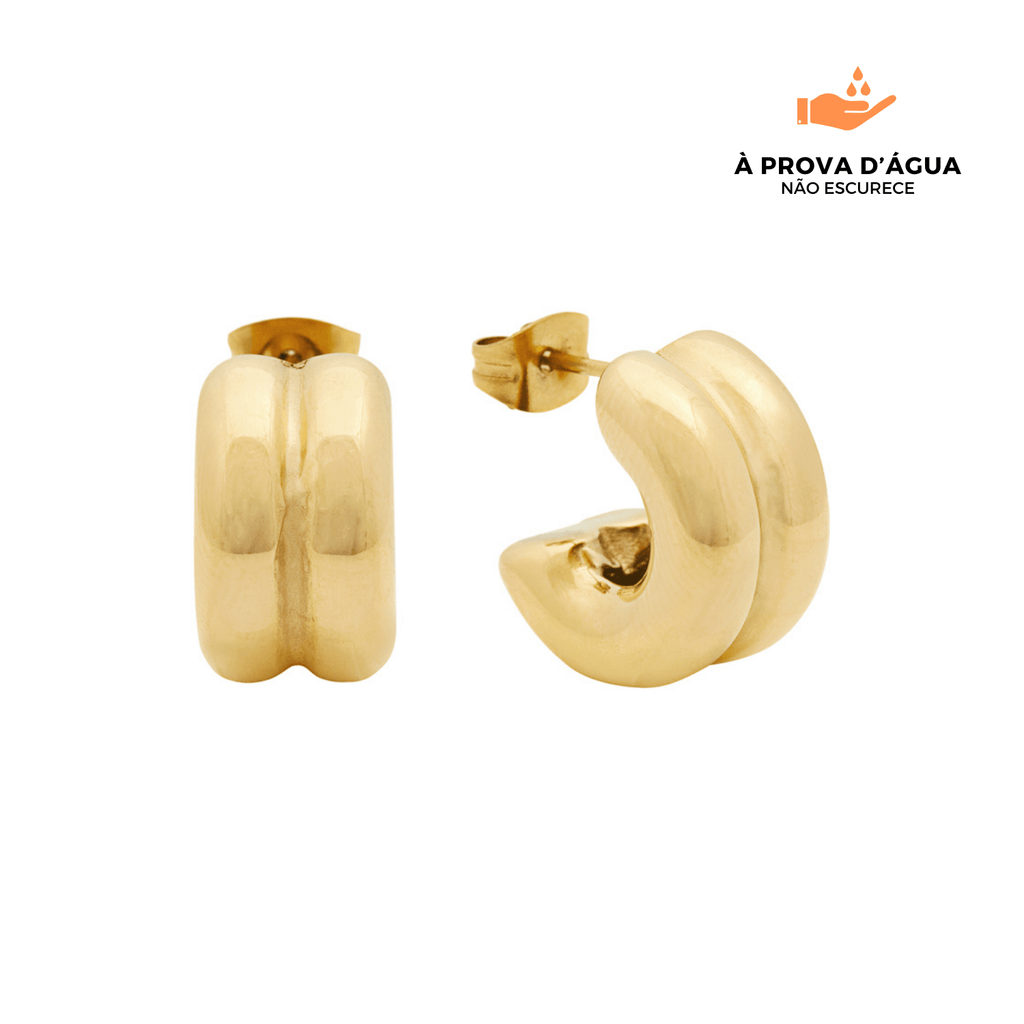 Brincos Curvados Mini Banhados em Ouro 18k