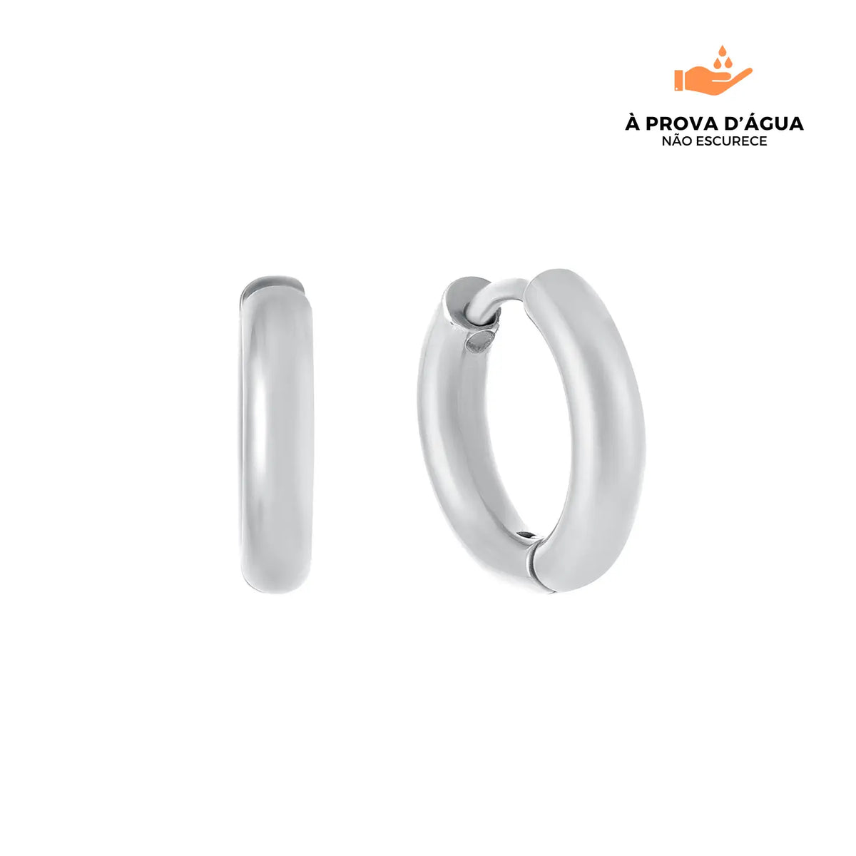 Brincos Argolas Slim 10MM Banhados em Prata