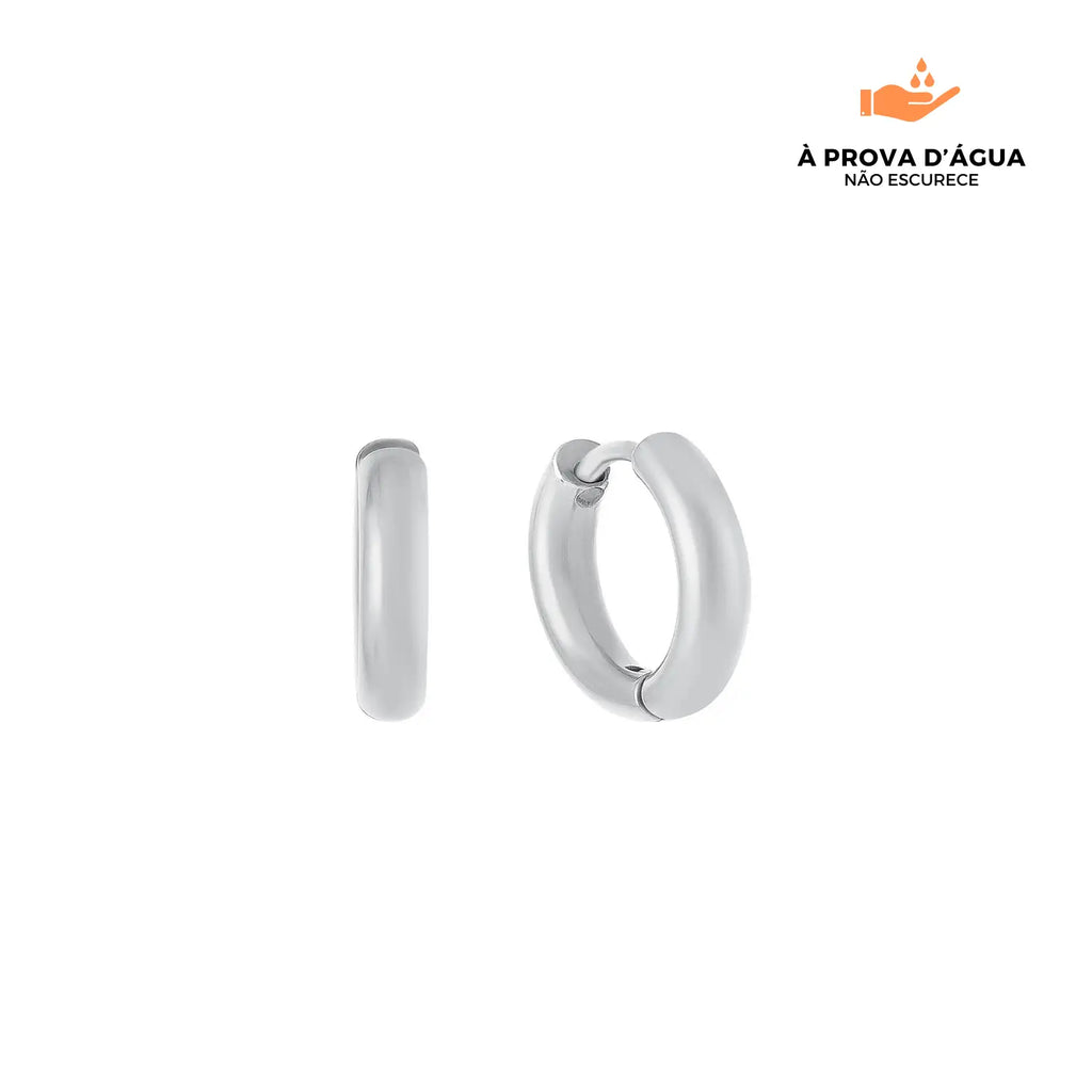 Brincos Argolas Slim 8MM Banhados em Prata