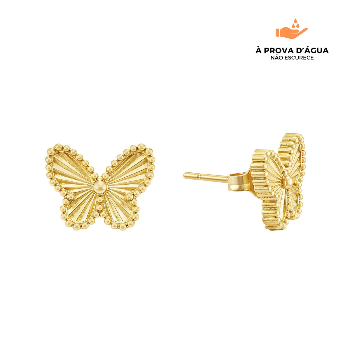 Brincos Borboleta Banhados em Ouro 18k