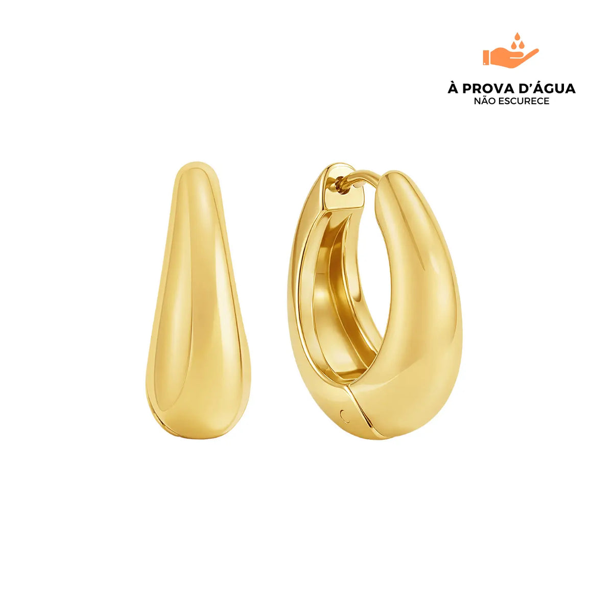 Brincos Londrinos 12MM Banhados em Ouro 18k