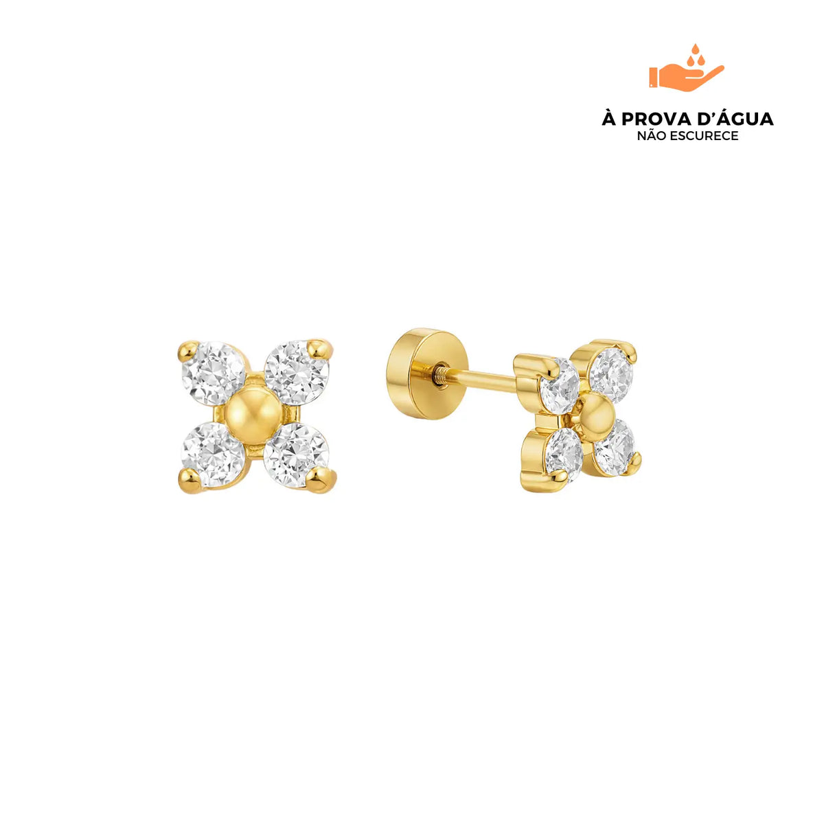 Brincos Ponto Florenza Banhados em Ouro 18k