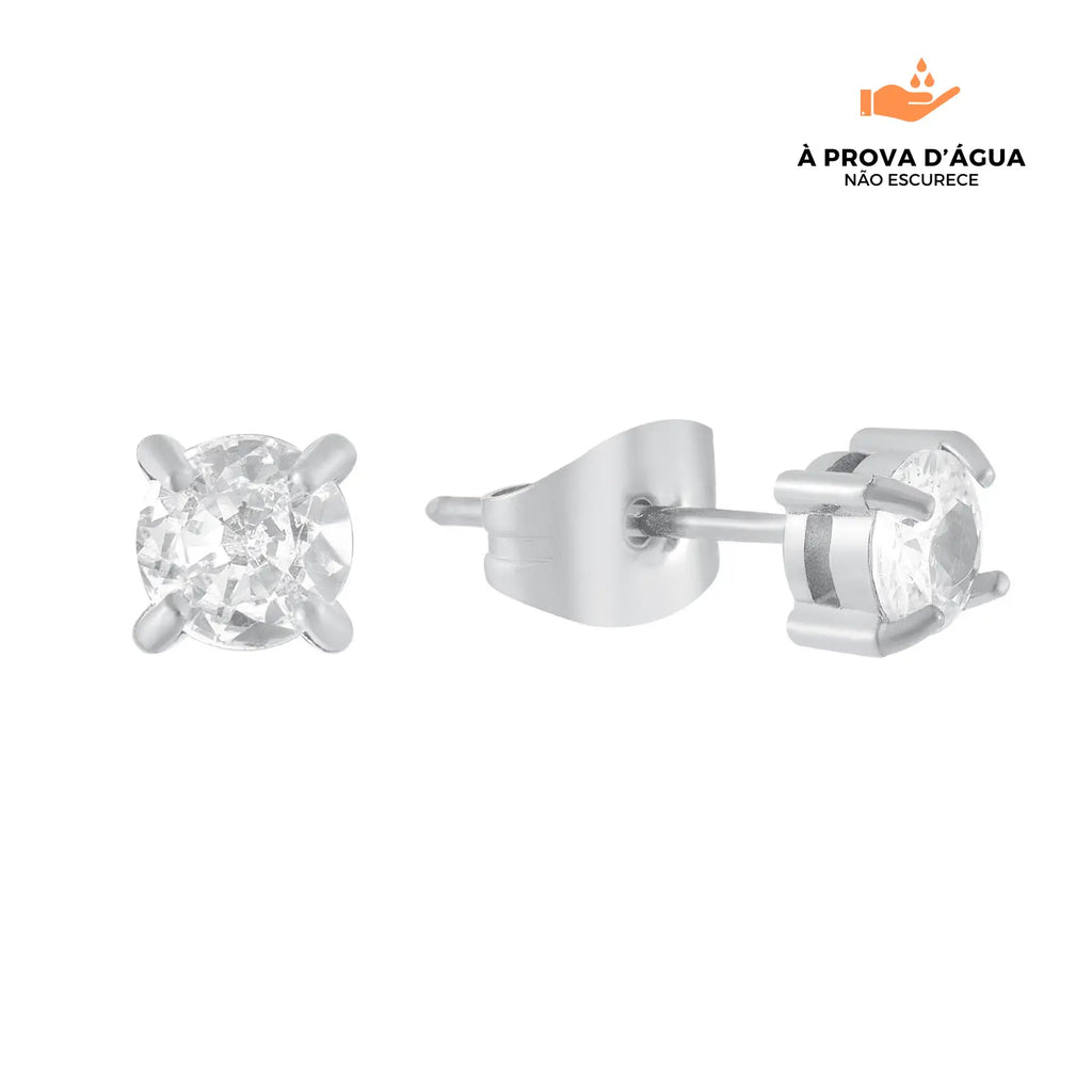Brincos Solitário 3MM Banhados em Prata