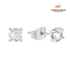 Brincos Solitário 3MM Banhados em Prata