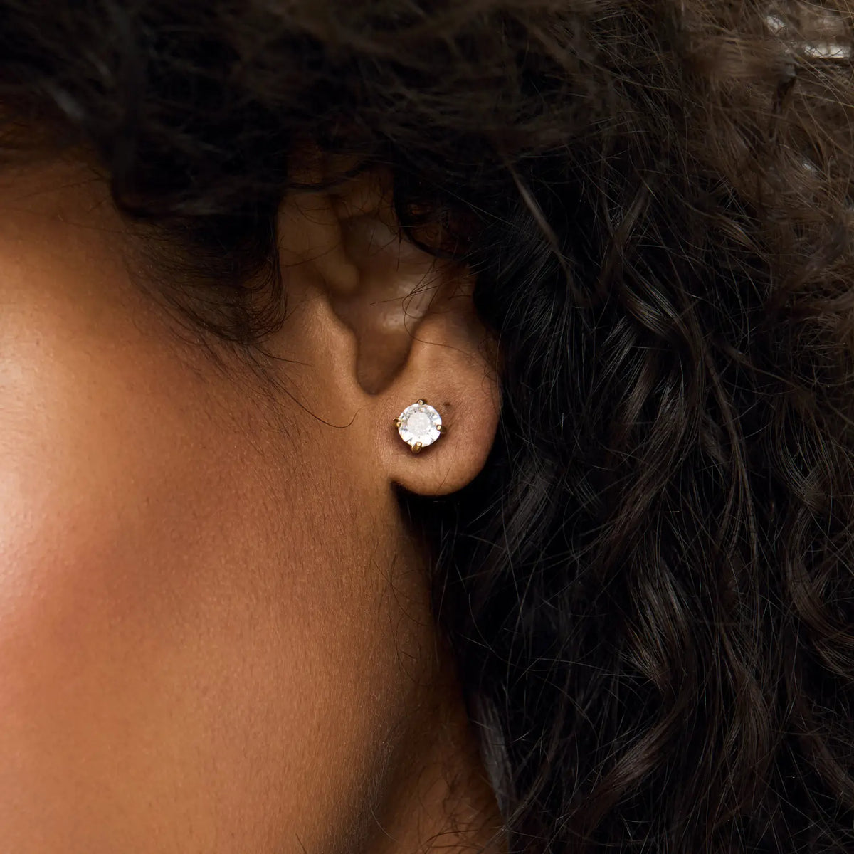 Brincos Solitário 5mm Banhados em Ouro 18k