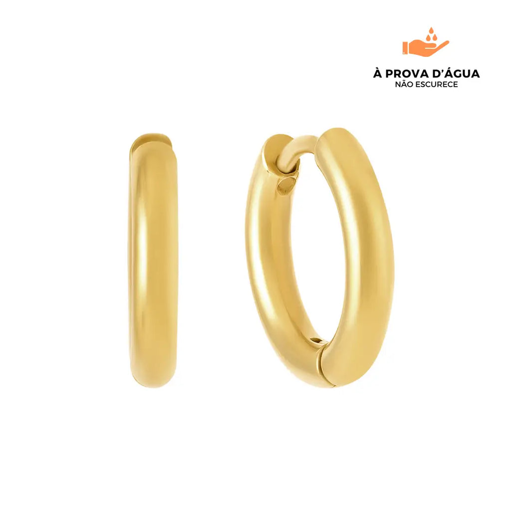 Brincos de Argola Slim 12MM Banhados em Ouro 18k