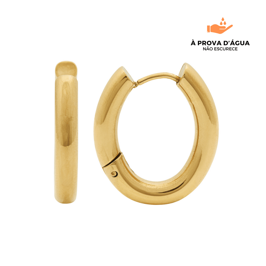 Brincos de Aro Ovalado Banhados em Ouro 18k