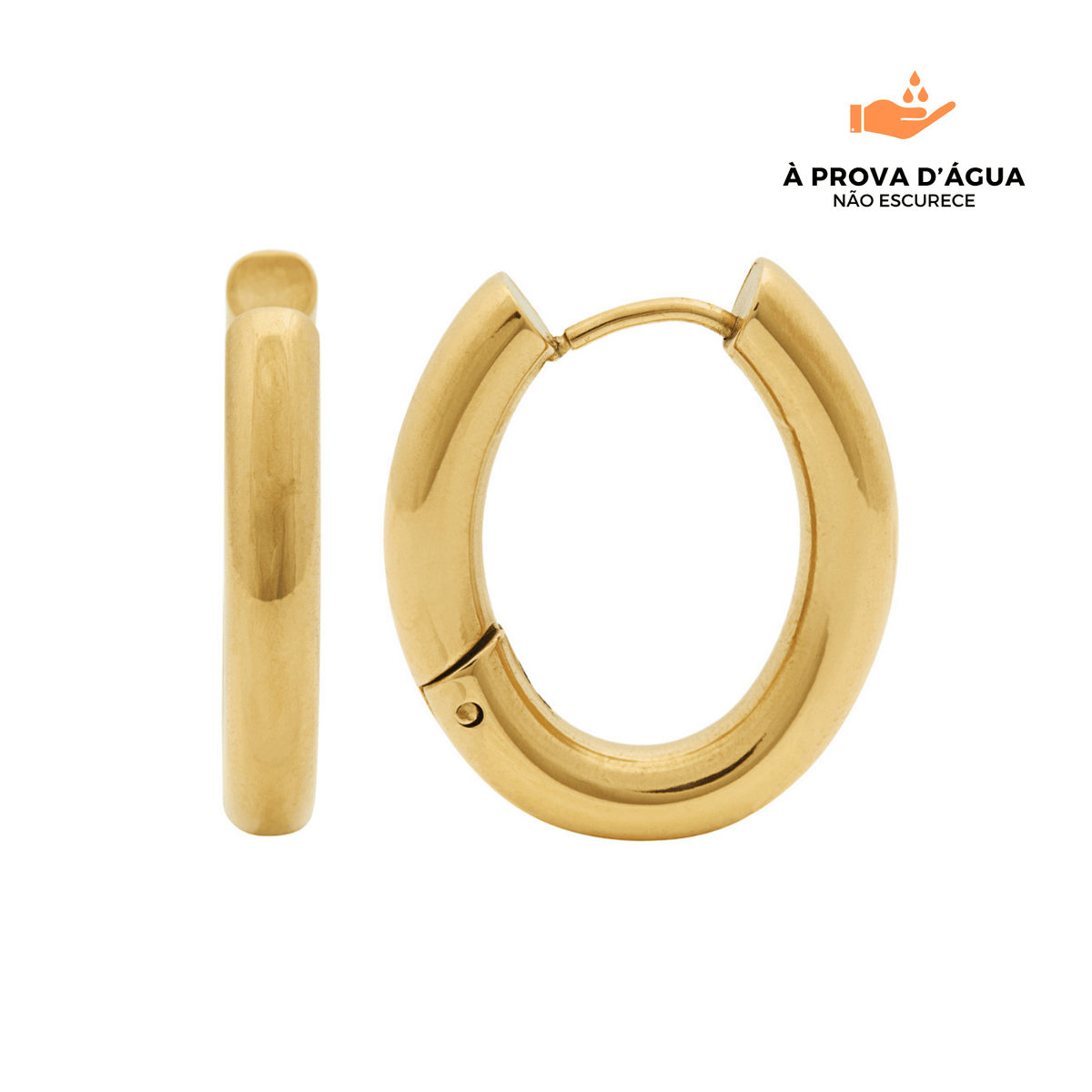 Brincos de Aro Ovalado Banhados em Ouro 18k