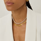 Colar de Corrente Slim Entrelaçado Banhado em Ouro 18k