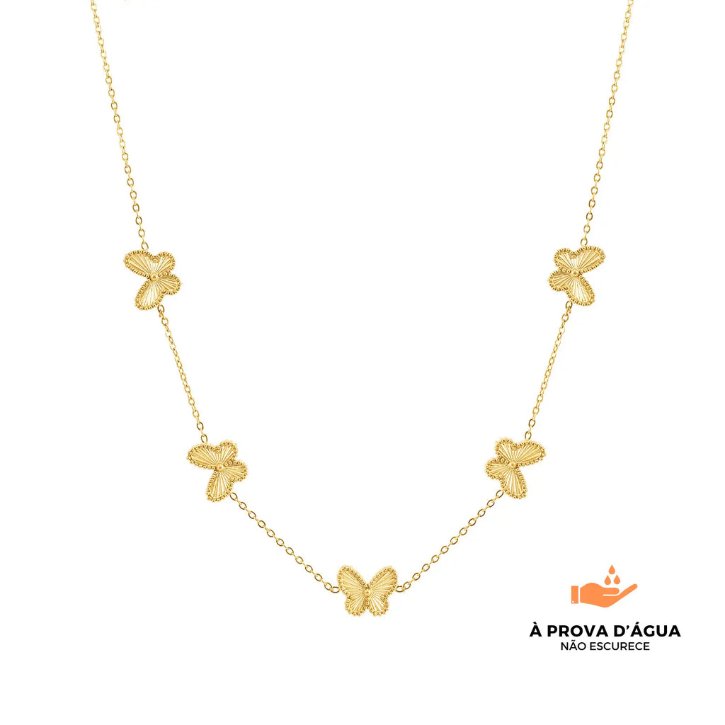 Colar Borboleta Banhado em Ouro 18k