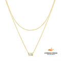 Colar Duplo Cristal Banhado em Ouro 18k