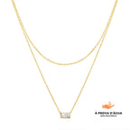 Colar Duplo Cristal Banhado em Ouro 18k