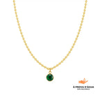 Colar Ponto Esmera Banhado em Ouro 18k