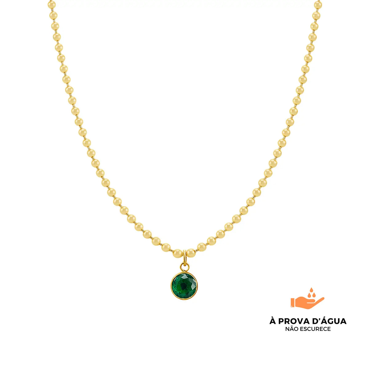 Colar Ponto Esmera Banhado em Ouro 18k