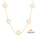 Colar de Trevo Branco Banhado em Ouro 18k