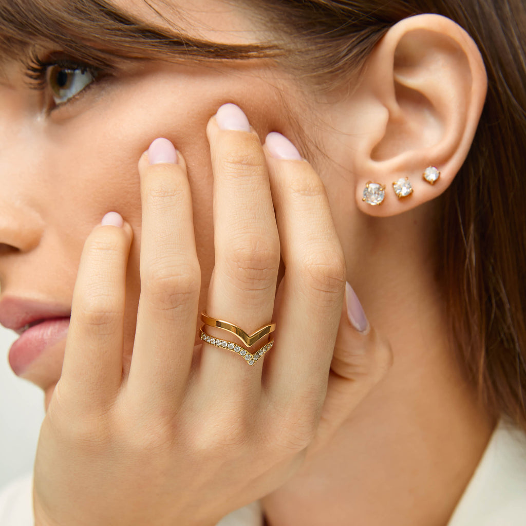 Brincos Solitário 4mm Banhados em Ouro 18k