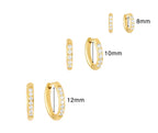 Trio de Brincos de Argola com Pedras Brilhantes Banhado em Ouro 18k