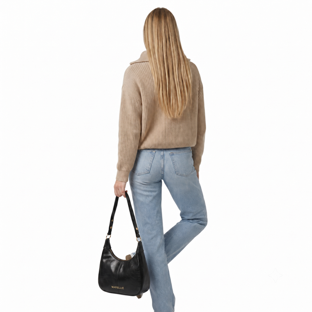 Bolsa de Ombro Feminina Nora Bag Meia Lua Couro Mavellié