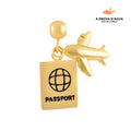 Pingente Eu Amo Viajar Banhado em Ouro 18k