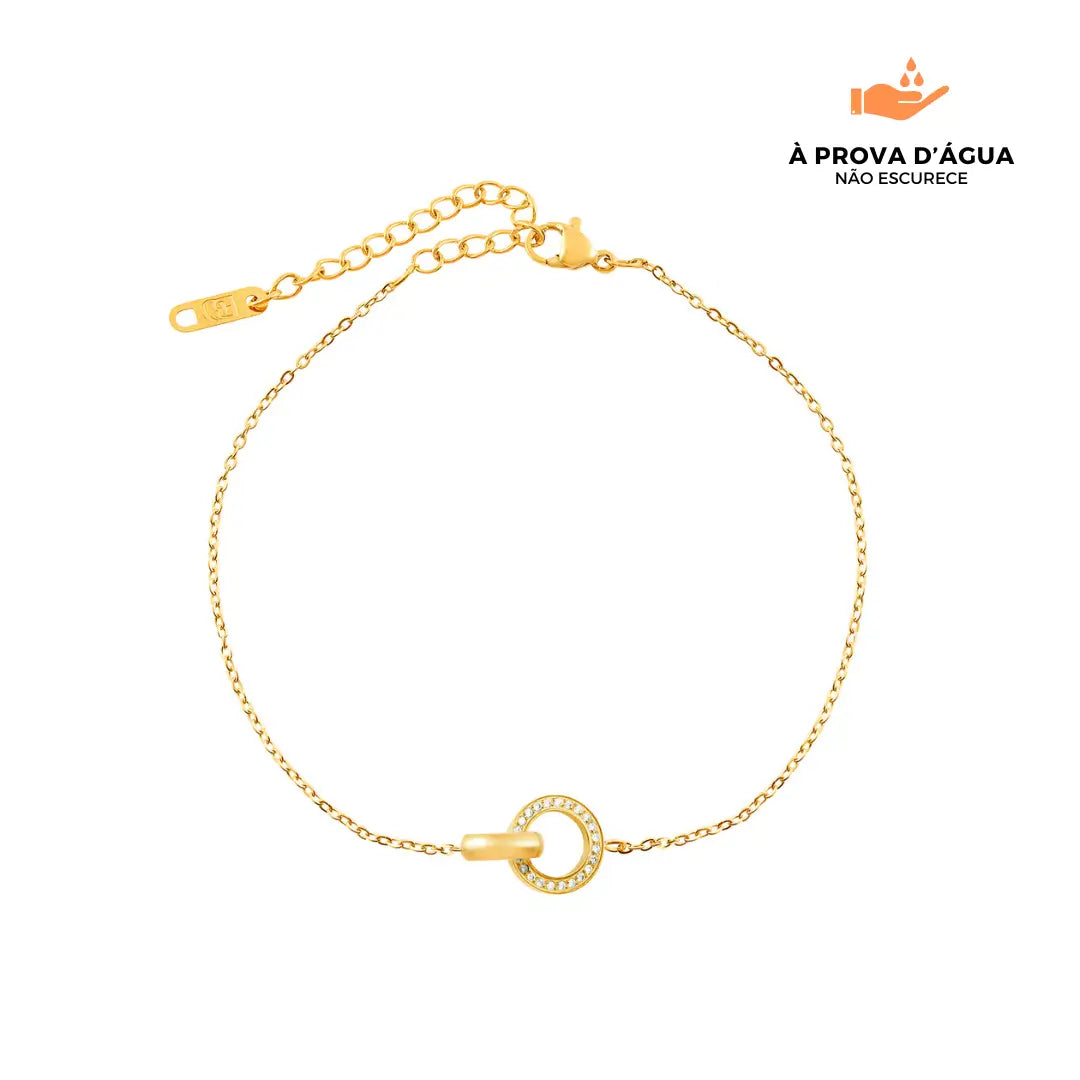 Pulseira Anéis Cruzados Banhada em Ouro 18k