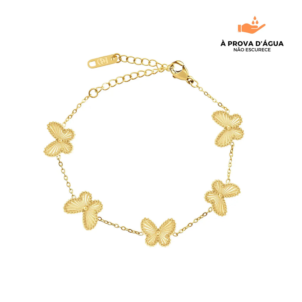 Pulseira Borboleta Banhada em Ouro 18k