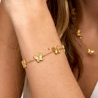 Pulseira Borboleta Banhada em Ouro 18k