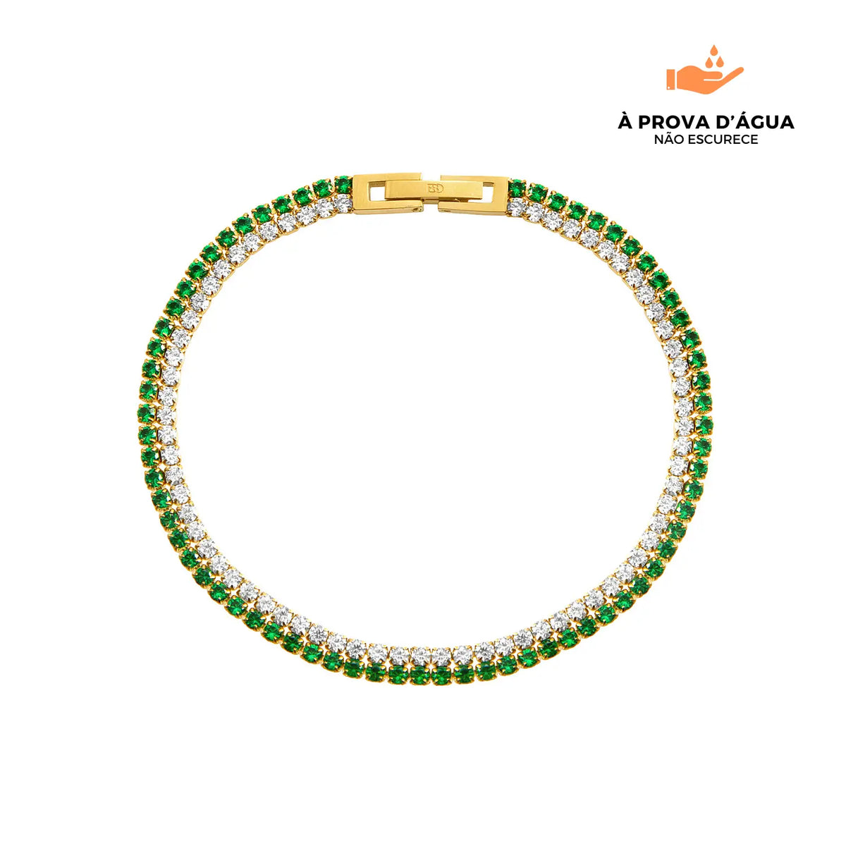 Pulseira Duo Esmera Cristal Banhada em Ouro 18k