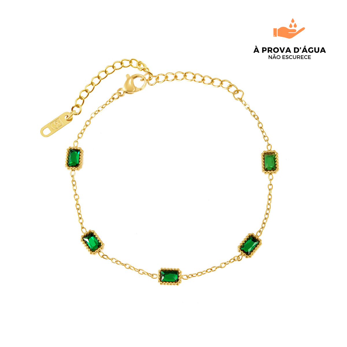 Pulseira Esmera Banhada em Ouro 18k