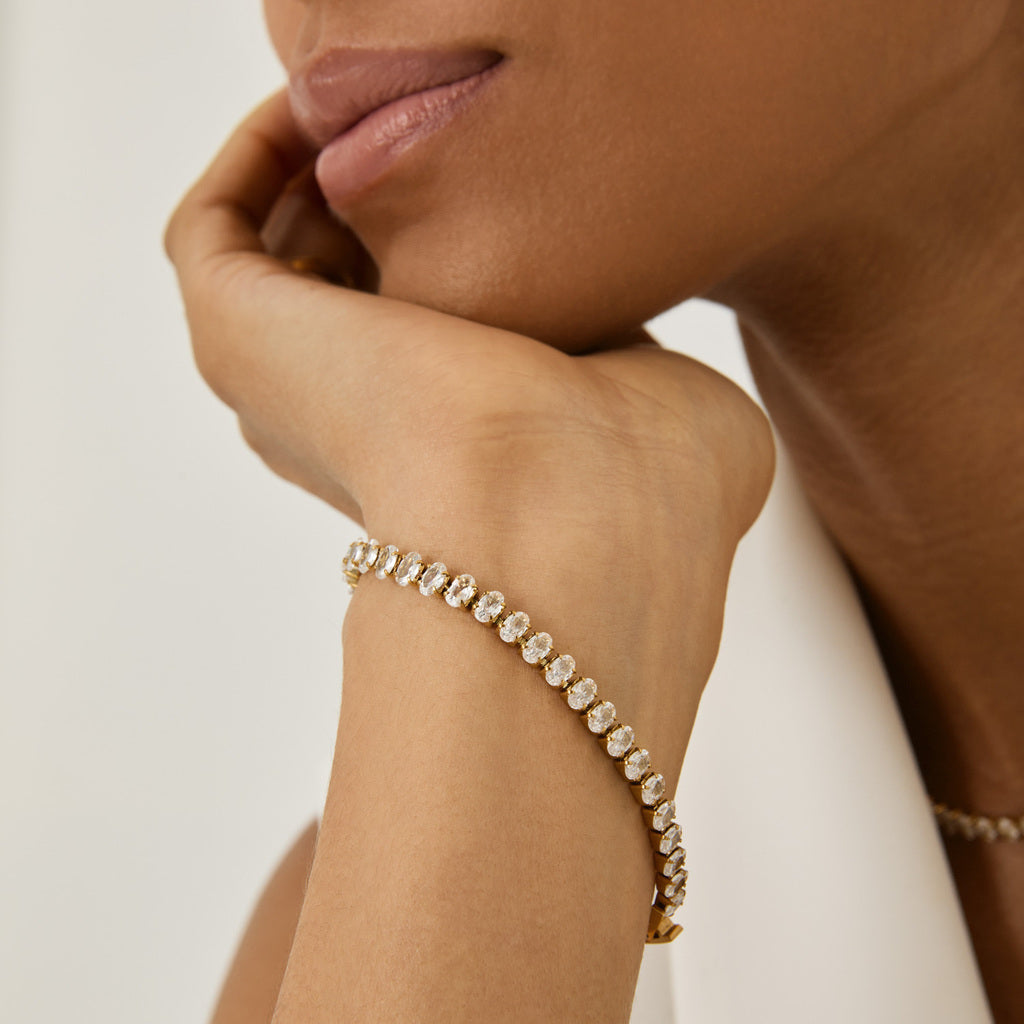 Pulseira Riviera Moderna Banhada em Ouro 18k