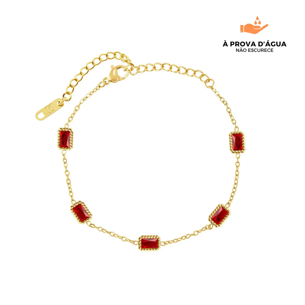 Pulseira Rubí Banhada em Ouro 18k