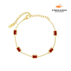Pulseira Rubí Banhada em Ouro 18k