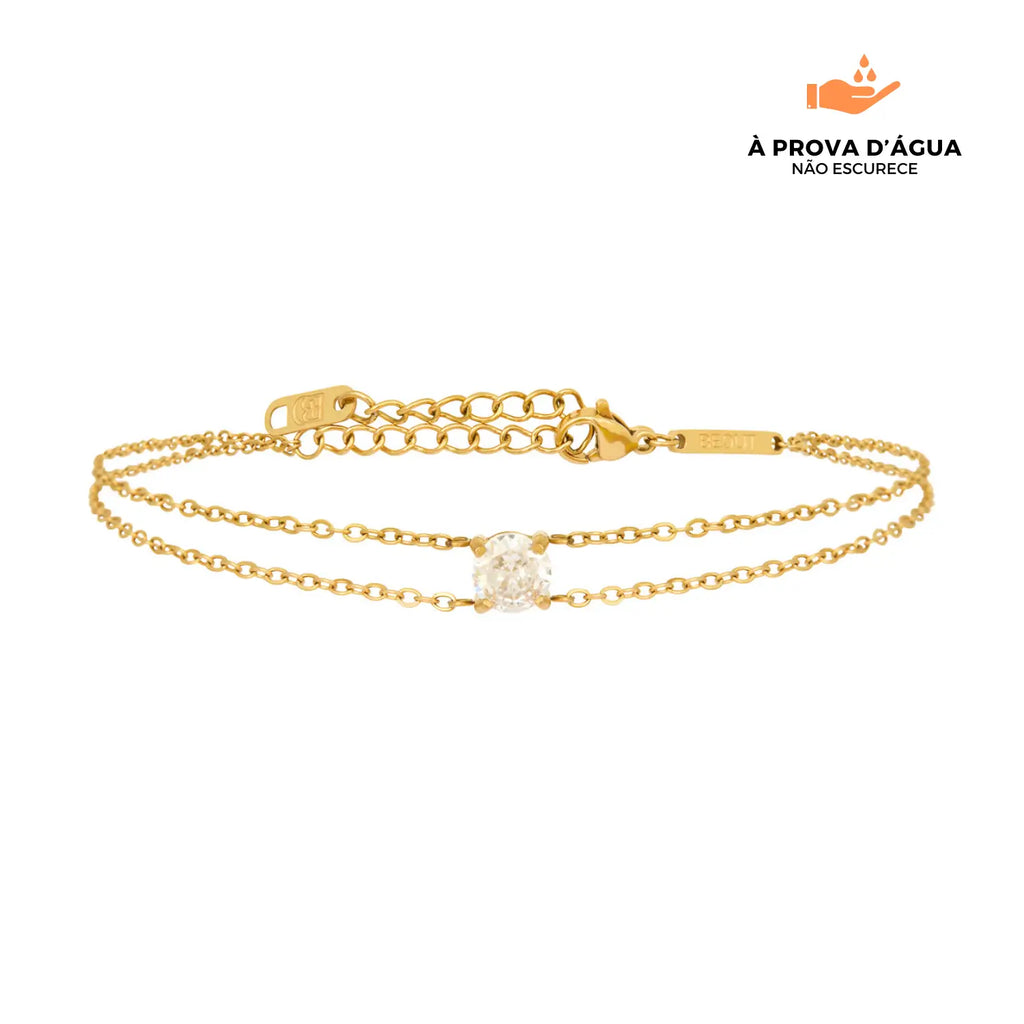 Pulseira Solitário Banhada em Ouro 18k