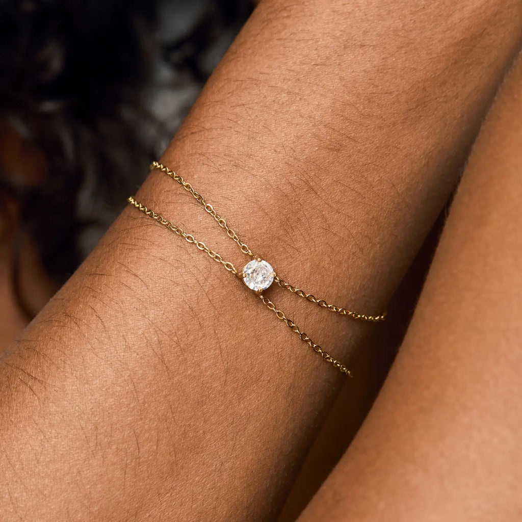 Pulseira Solitário Banhada em Ouro 18k