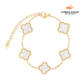 Pulseira Trevo Branco Banhada em Ouro 18k