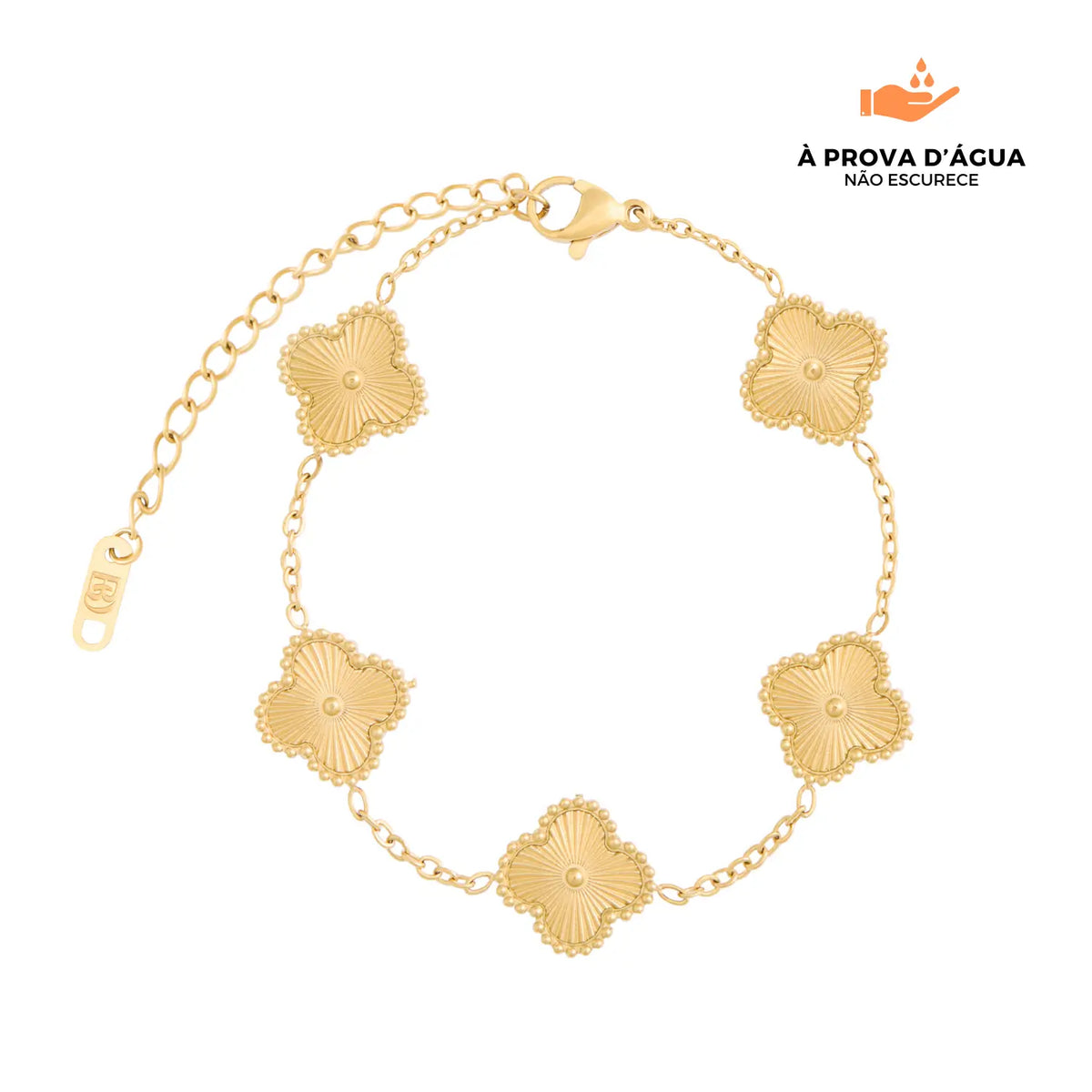 Pulseira Trevo Dourado Banhada em Ouro 18k