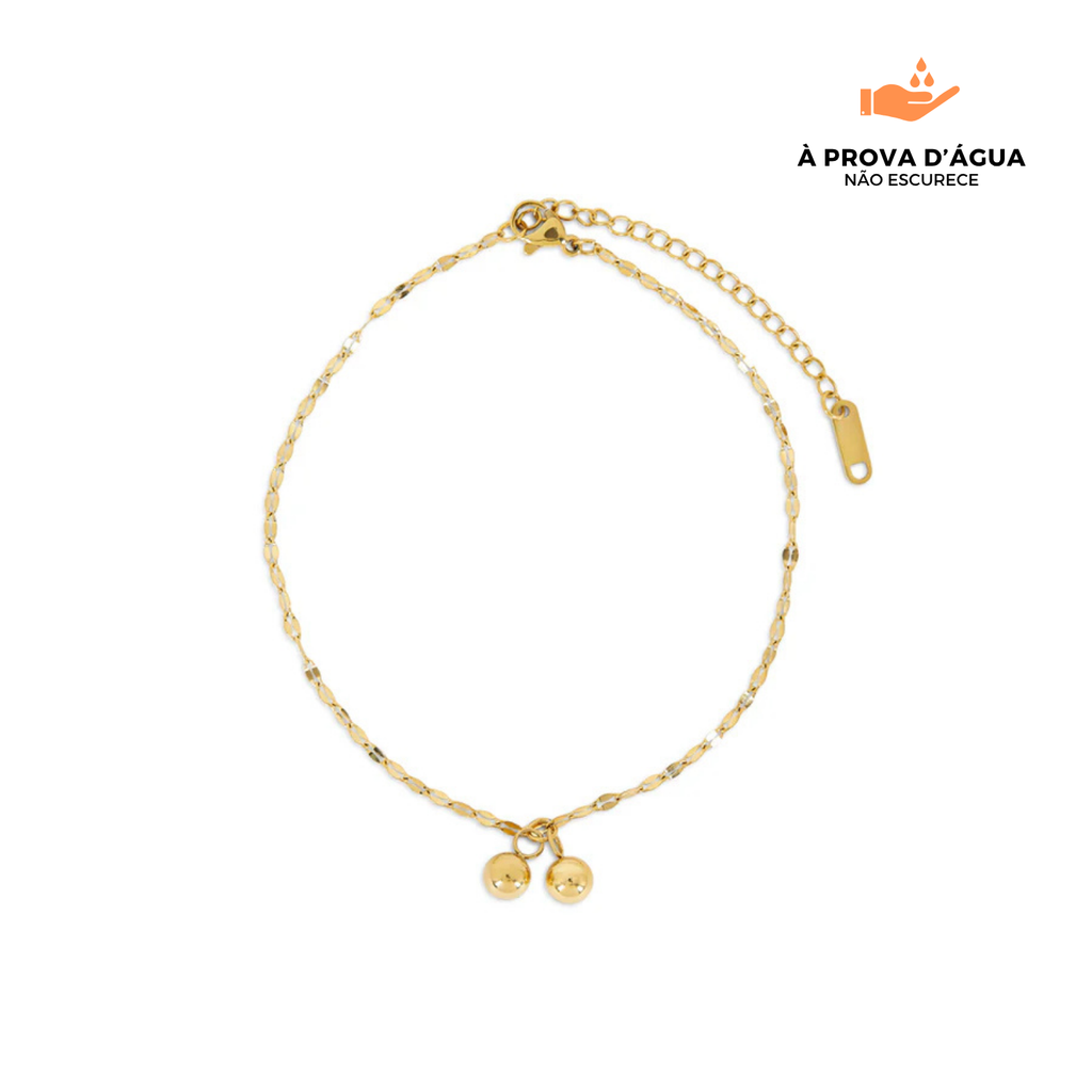 Tornozeleira Dois Pontos Banhada em Ouro 18k