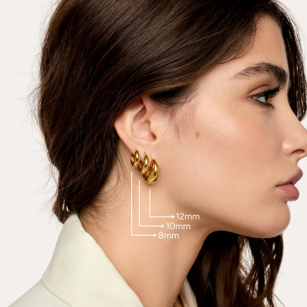 Brincos Londrinos 12MM Banhados em Ouro 18k