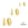 Trio de Brincos Londrinos Banhado em Ouro 18k