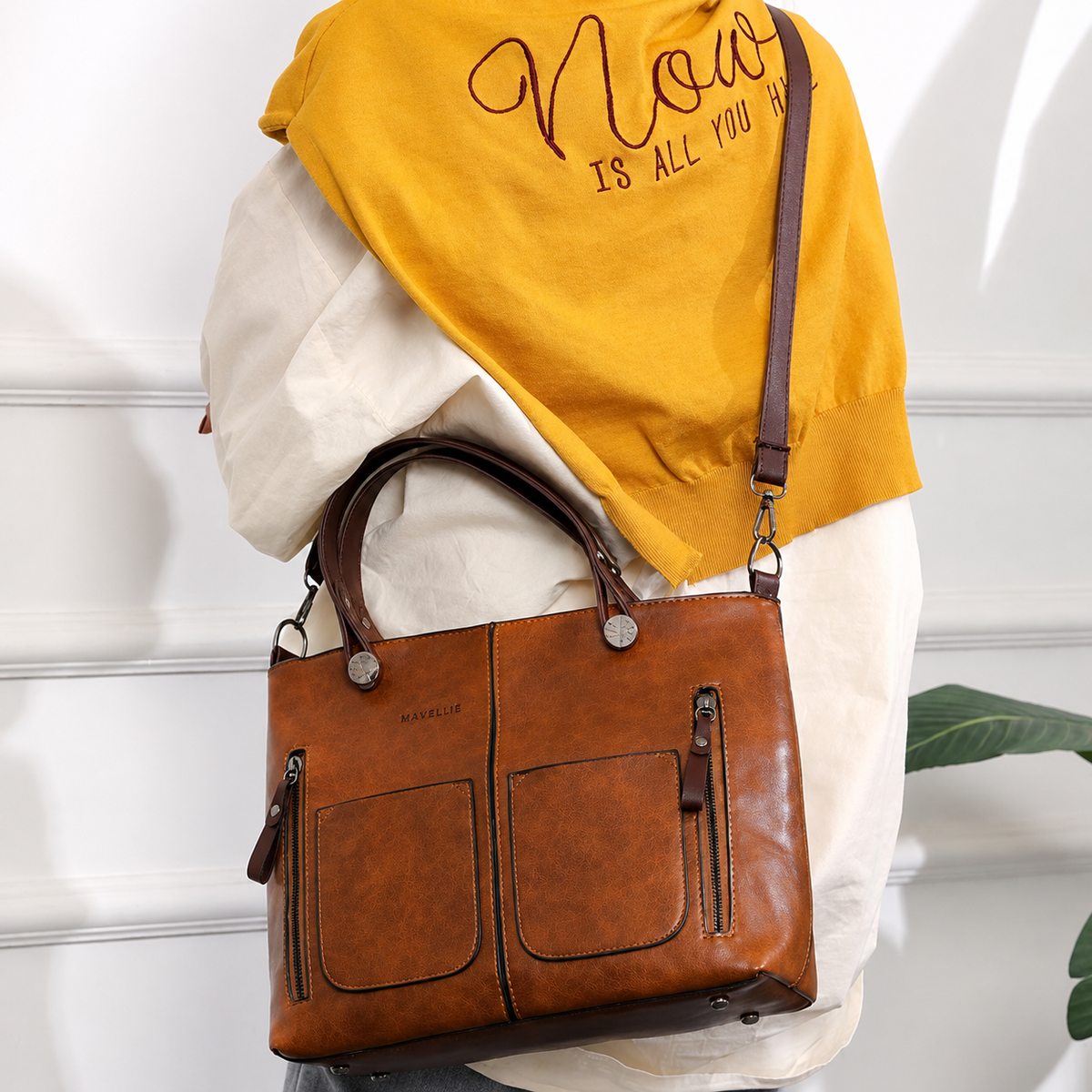 Bolsa Tote Feminina Mavellié Florence com Bolsos Frontais